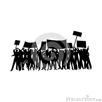 Cheering or protesting crowd silhouettes Vector Illustration