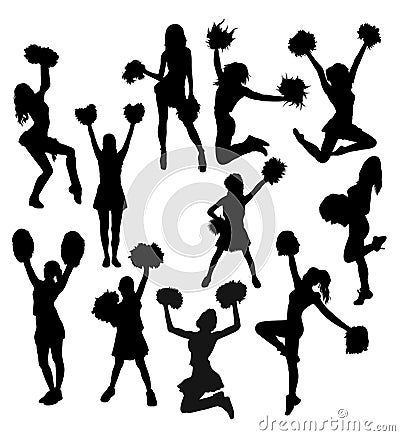 Cheerleader Activity Silhouettes Vector Illustration