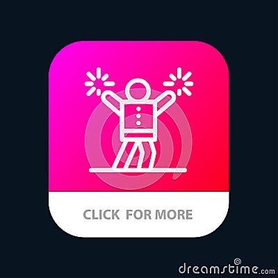 Cheerleader, Cheerleading, Encourage, Fan Mobile App Button. Android and IOS Line Version Vector Illustration