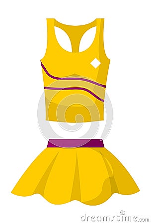Cheerleader costume outfit, top and skirt vector Vector Illustration