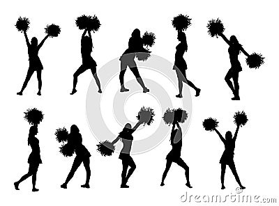 Cheerleader dancers figure silhouette. Cartoon Illustration