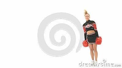 Cheerleader doet een cartwheel Cheerleader doet een cartwheel