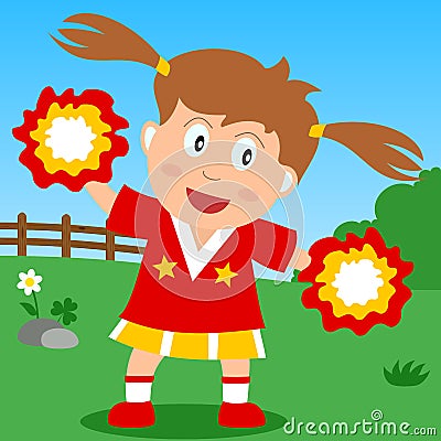 Cheerleader Girl in the Park Vector Illustration