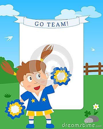 Cheerleader Girl Photo Frame Vector Illustration