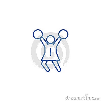 Cheerleader line icon concept. Cheerleader flat vector symbol, sign, outline illustration. Vector Illustration