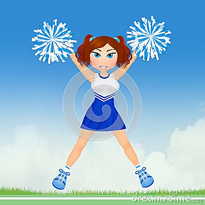 Cheerleader with pom poms Stock Photo