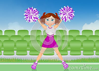 Cheerleader with pom poms Stock Photo
