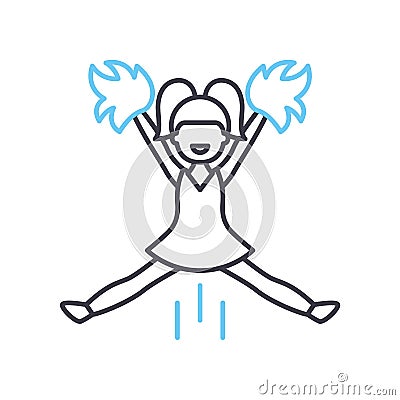 cheerleader support line icon, outline symbol, vector illustration, concept sign Vector Illustration