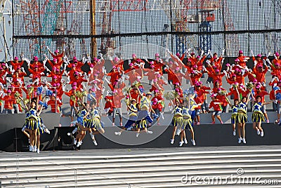 Cheerleaders and Choir Performance Editorial Stock Photo