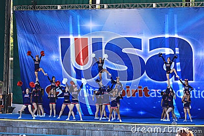 Cheerleaders competing at a competition Editorial Stock Photo