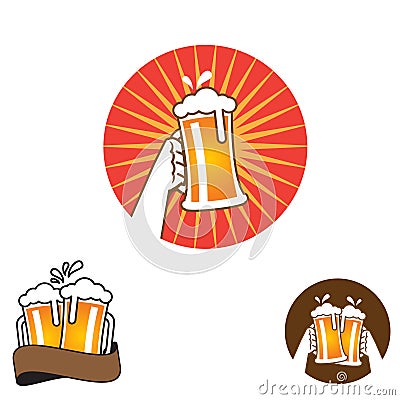 Cheers beer graphic element set Vector Illustration
