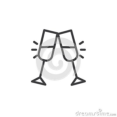 Cheers glass drink line icon Vector Illustration