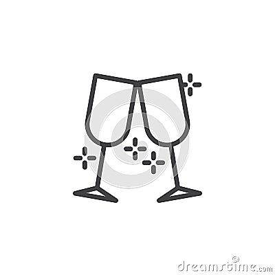 Cheers glasses clink outline icon Vector Illustration