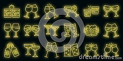 Cheers icons set vector neon Stock Photo