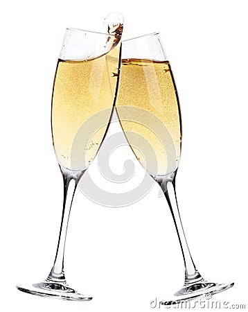 Cheers! Two champagne glasses Stock Photo