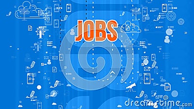 Cheery orange job design sign and icons Cartoon Illustration