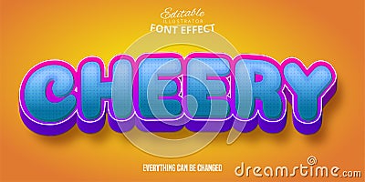 Cheery text, 3d editable font effect Vector Illustration