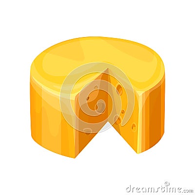 Cheese block slice head with holes, triangle cut Vector Illustration