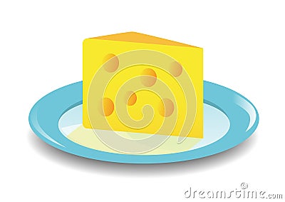 Cheese on a blue plate Stock Photo