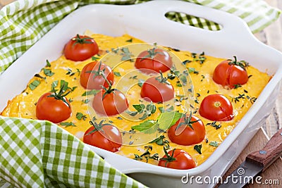 Cheese and bread breakfast bake Stock Photo