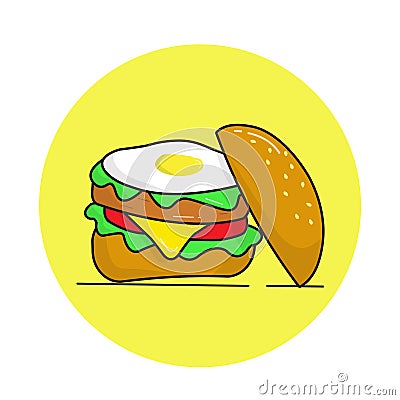 Cheese burger with egg illustration vector Vector Illustration