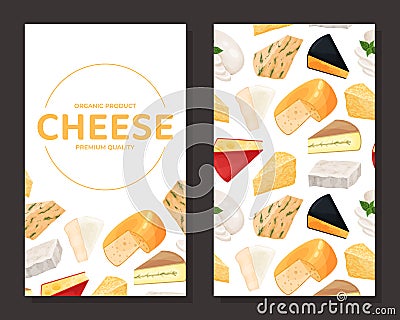 Cheese card template. Natural organic premium product design vector illustration Cartoon Illustration