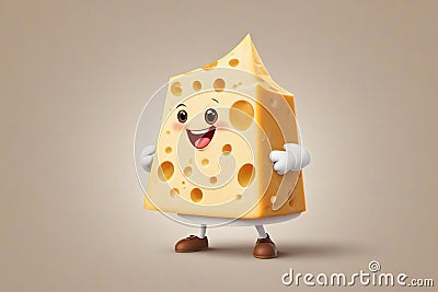 Cheese character with arms and legs on a white background Cartoon Illustration