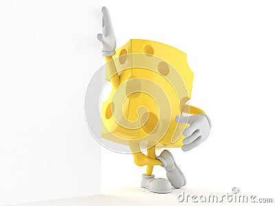 Cheese character leaning against a wall Cartoon Illustration