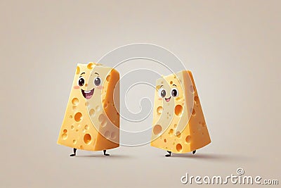 Cheese characters isolated on a white background Cartoon Illustration