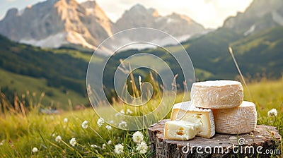 Cheese collection, wooden board with French cheeses comte, beaufort, abondance, emmental, morbier and french mountains Stock Photo