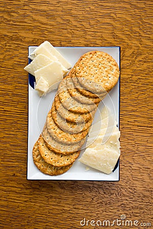 Cheese and crackers plate Stock Photo