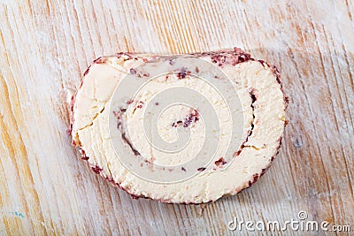 Cheese with cranberries and pasteurized milk Stock Photo