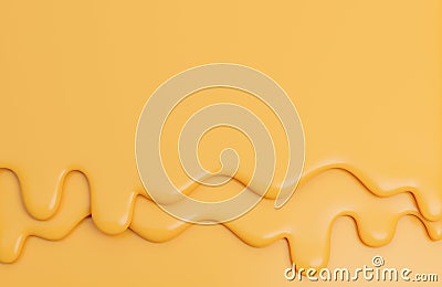 Cheese creamy liquid drips.,cheese melt on yellow background.,3d model and illustration Cartoon Illustration