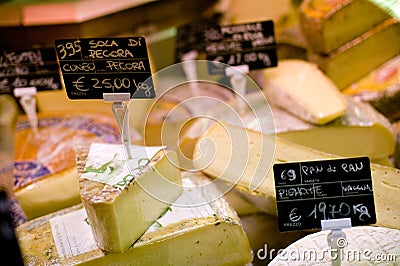 Cheese display Editorial Stock Photo