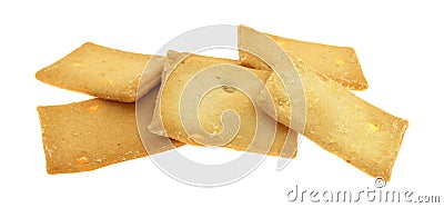 Cheese flavor crostini crackers on a white background Stock Photo