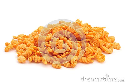 Cheese flavored extruded snacks Stock Photo