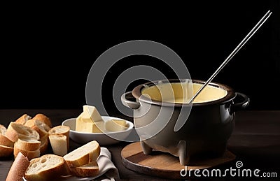 Cheese fondue tasty dish. Generate ai Stock Photo