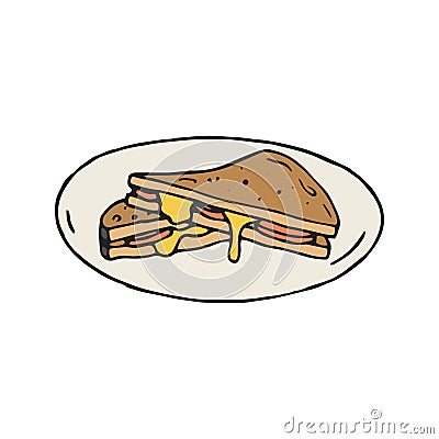 Cheese and ham sandwich vector illustration in Vector Illustration