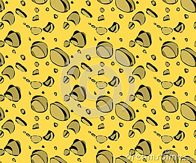 Vector seamless pattern with cheese holes in a primitive manner Vector Illustration