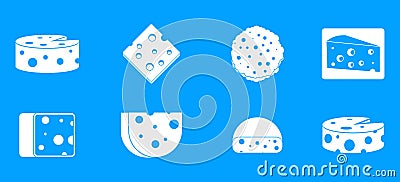 Cheese icon blue set vector Vector Illustration