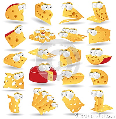 Cheese icon character collection Vector Illustration