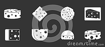 Cheese icon set grey vector Vector Illustration