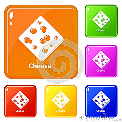 Cheese icons set vector color Vector Illustration