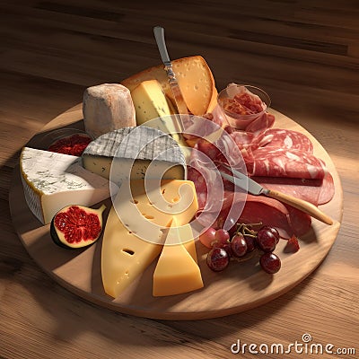 Cheese and jamon. AI generative Stock Photo