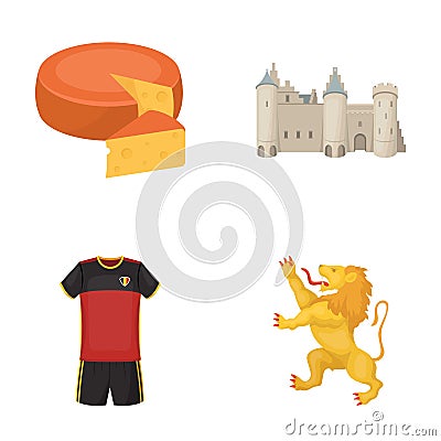 Cheese, lion and other symbols of the country.Belgium set collection icons in cartoon style vector symbol stock Vector Illustration