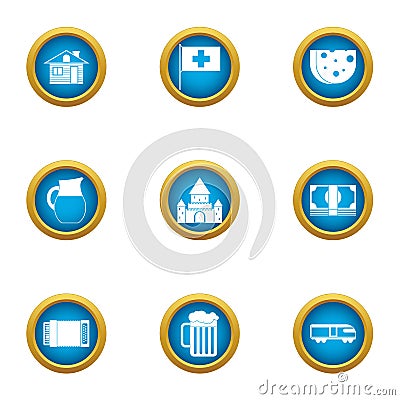 Cheese making icons set, flat style Vector Illustration