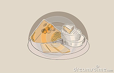 Cheese making various types of cheese set of vector Vector Illustration