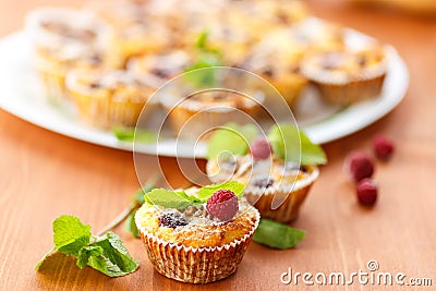 Cheese Muffins with berries Stock Photo