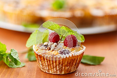 Cheese Muffins with berries Stock Photo