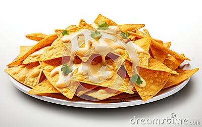 Cheese Nachos Isolated on a See-Through Surface Stock Photo